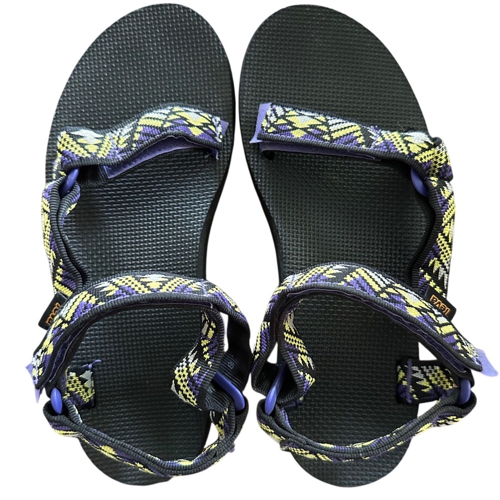 Teva Original Universal Sandals Womens 8 Purple Yellow Geometric Strappy 1003987
